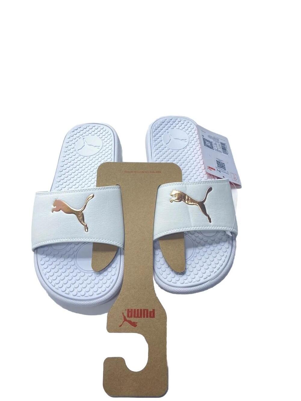 Puma White/Creme Women's Hard Foam Puma Logo Slides - Size 9/ UK 7
